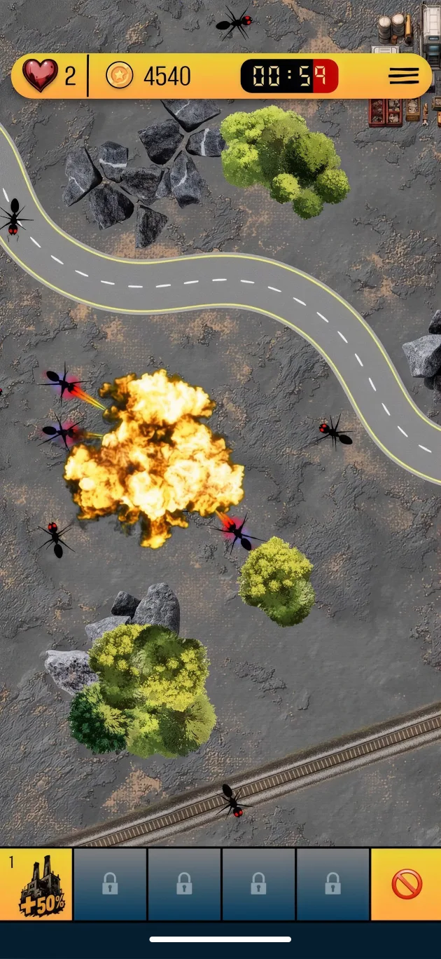 Explosion during an alien ant attack